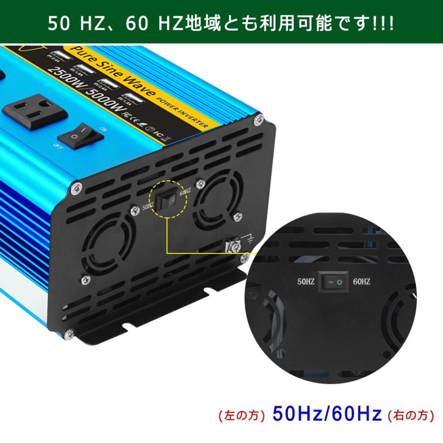 【永久保証】正弦波インバーター2500W-5000W 12V 100V DC/AC 直流 交流 変換 リモコン付き ACコンセント×4 車中泊 自動車 船 地震 防災用品 （LVYUAN）｜shoryu-store｜08