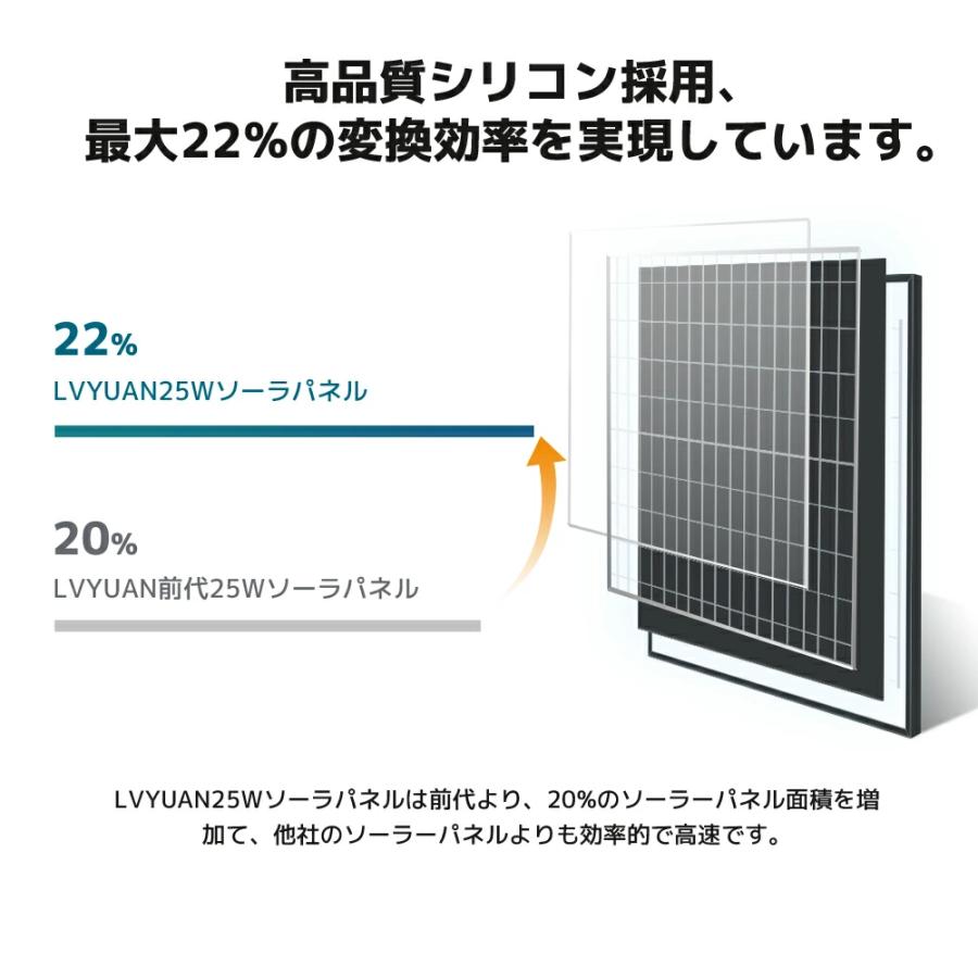 LVYUAN 単結晶 12Vソーラーパネル 25W ソーラー発電キット LiFePO4電池