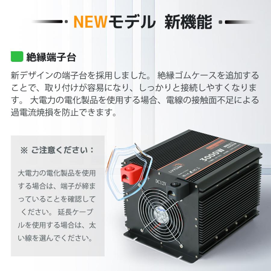 LVYUAN【永久保証】2024モデル インバーター 正弦波 12V 3000W 最大 