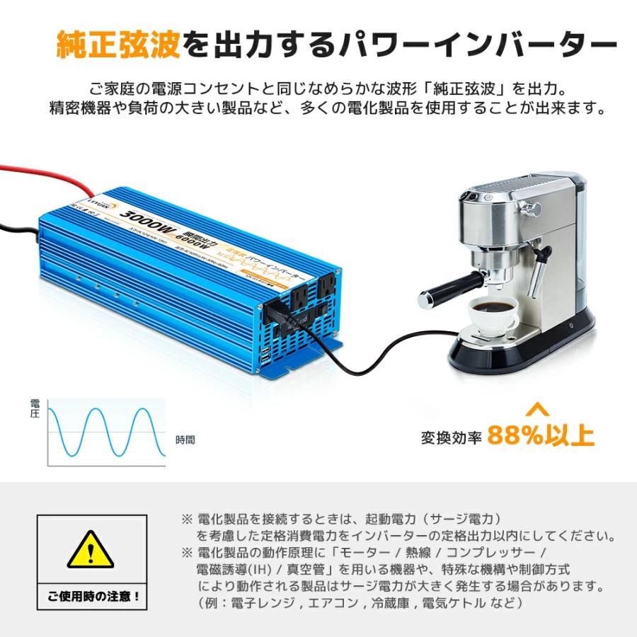 LVYUAN(リョクエン)インバーター 正弦波 12V 100V 3000W 最大 LVYUAN(リョクエン)インバーター 正弦波 12V 100V 3000W 最大