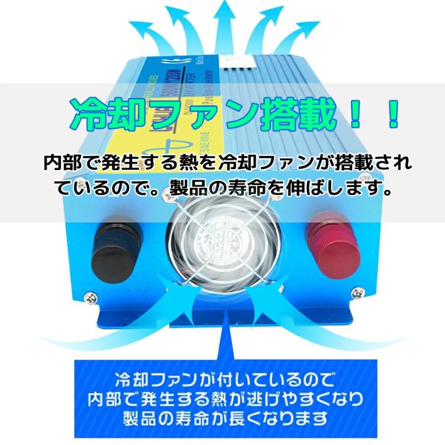 インバーター 正弦波 DC 12V AC100V 500W 最大 1200W 車変圧器 AC コンセント×2、USBソケット×2 カーインバーター  防災用品 LVYUAN（リョクエン｜shoryu-store｜10