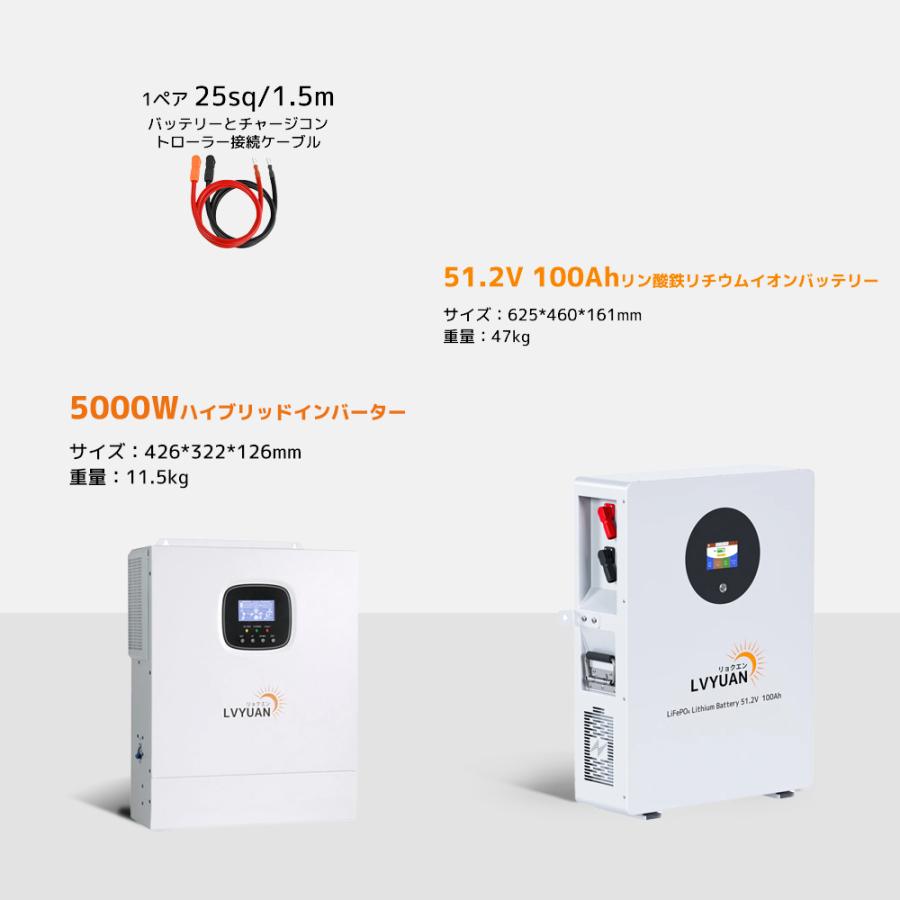 LVYUAN 5KWハイブリッドソーラー発電システム 5KWハイブリッドインバーター+5.12kWhLiFePO4バッテリー/10.24kWhLiFePO4バッテリー  送料無料 |  | 06