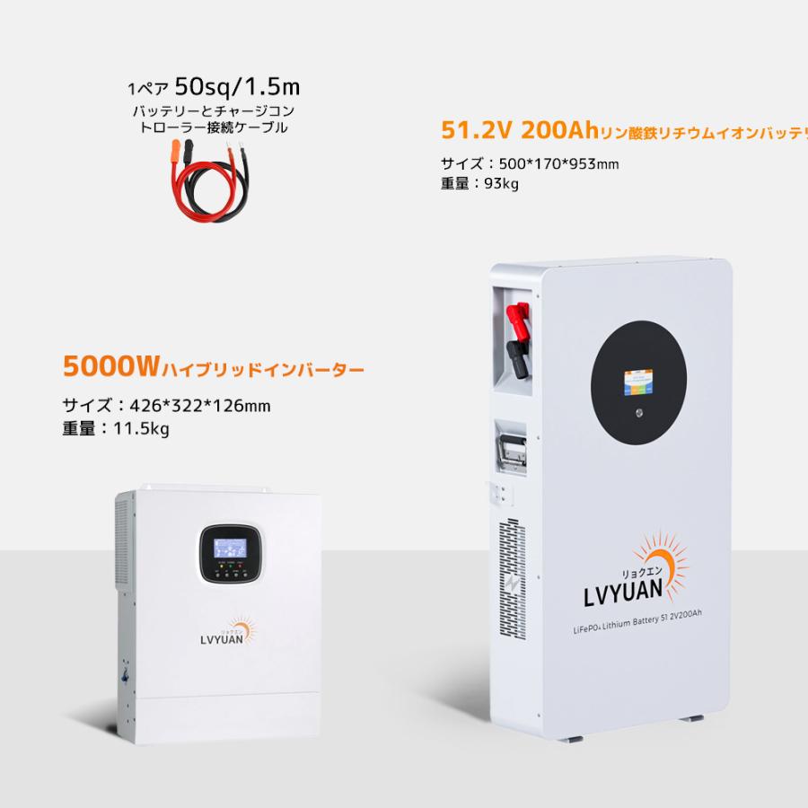 LVYUAN 5KWハイブリッドソーラー発電システム 5KWハイブリッドインバーター+5.12kWhLiFePO4バッテリー/10.24kWhLiFePO4バッテリー  送料無料 |  | 07