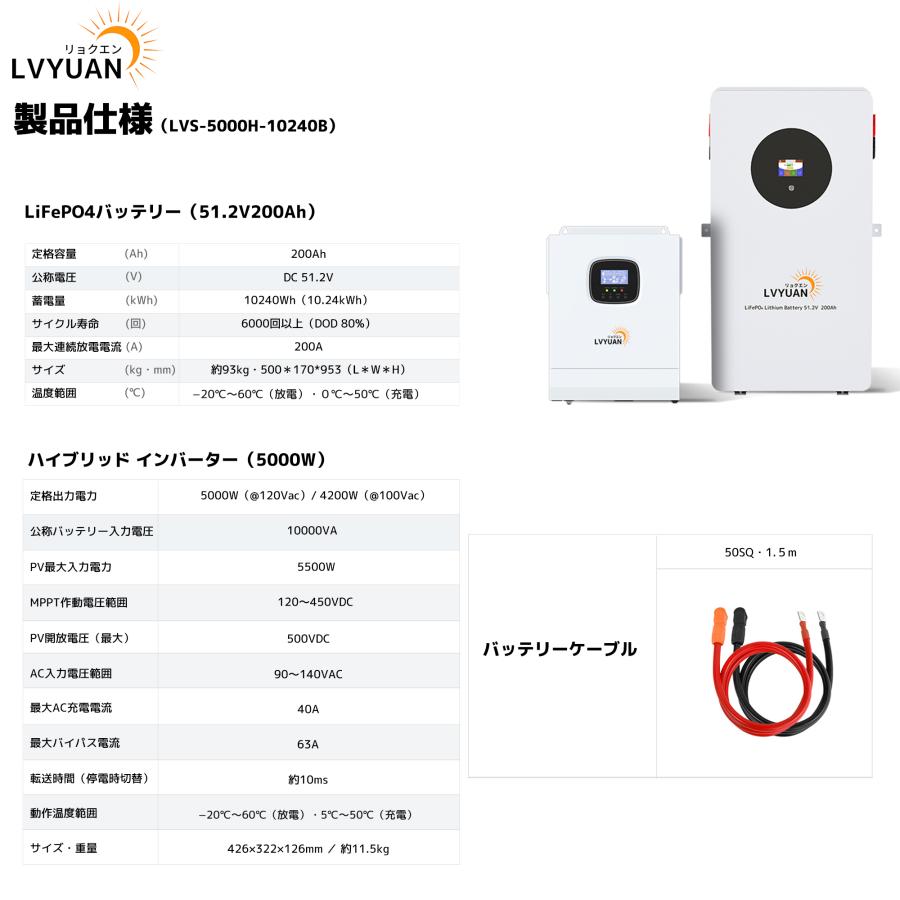 LVYUAN 5KWハイブリッドソーラー発電システム 5KWハイブリッドインバーター+5.12kWhLiFePO4バッテリー/10.24kWhLiFePO4バッテリー  送料無料 |  | 09