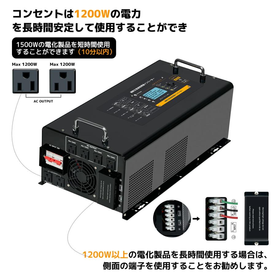 LVYUAN 純正弦波 低周波インバーター 6000W 24V/48V選択可 UPS パススルー対応 70A高速充電 LCDリモコン付 バッテリー充電器 車中泊 災害対策 RV【永久保証】の画像