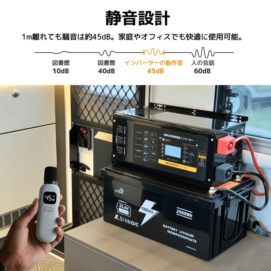 外部電源を接続可能 低周波 3KW 12Vインバータ UPS 無停電電源装置常時大容量 正弦波インバータ12V 3000W 最大 9000W DC12V（直流）AC100V（交流）変換の画像