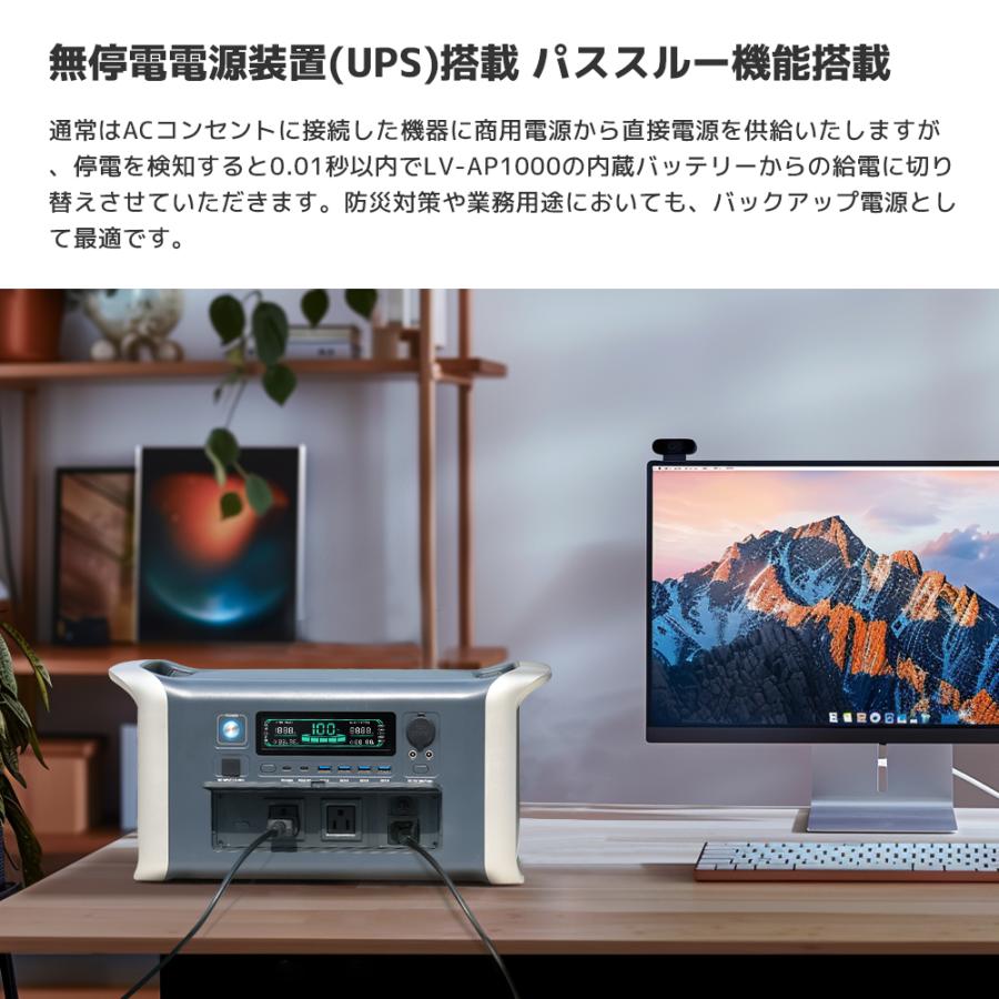 「5年保証」 LVYUAN ポータブル電源 大容量 1024WH LiFePO4 純正弦AC出力 1600W(瞬間最大3200W) 50Hz/60Hz MPPT 無停電電源装置(UPS)搭載0.01秒切り替え |  | 04