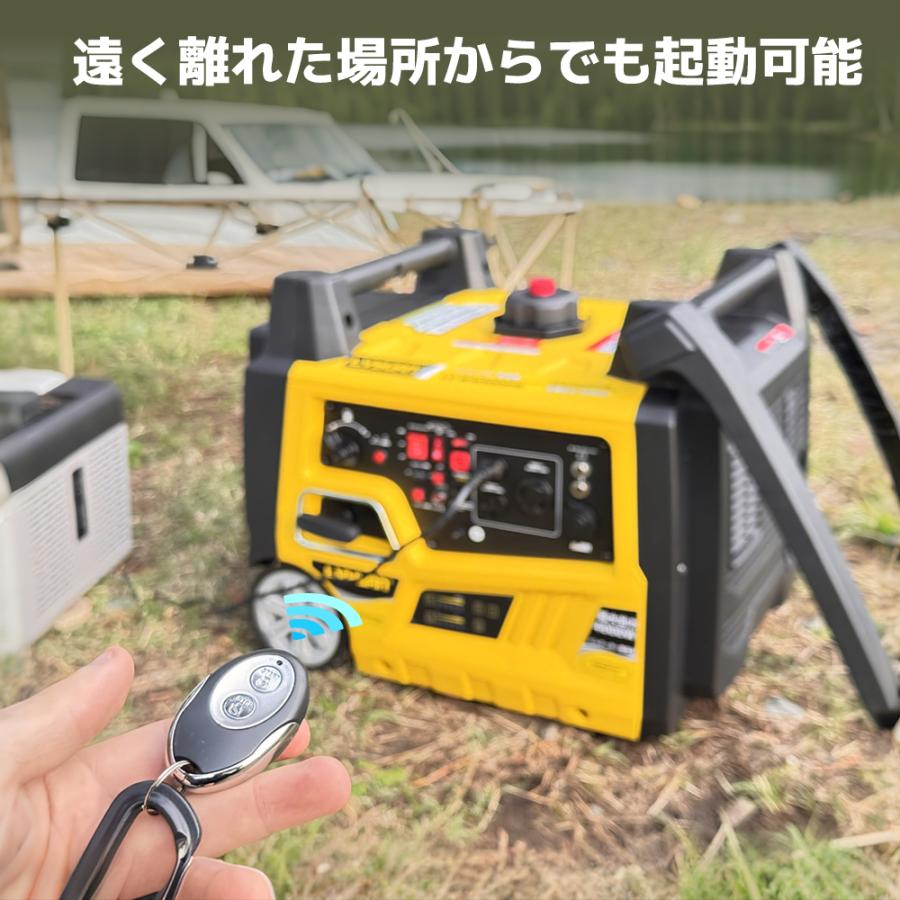LVYUAN インバーター発電機 最大4kＷ 定格出力3.5KW 正弦波 ガソリン リモート& 電気始動 防音タイプ キャスター付き 50Hz/60Hz切替 災害用キャンプ |  | 11
