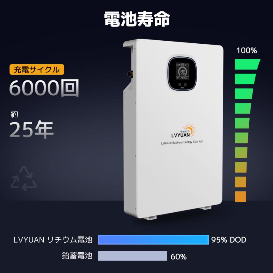 LVYUAN リン酸鉄リチウムイオンバッテリー 51.2V 100AH 5.12kWh