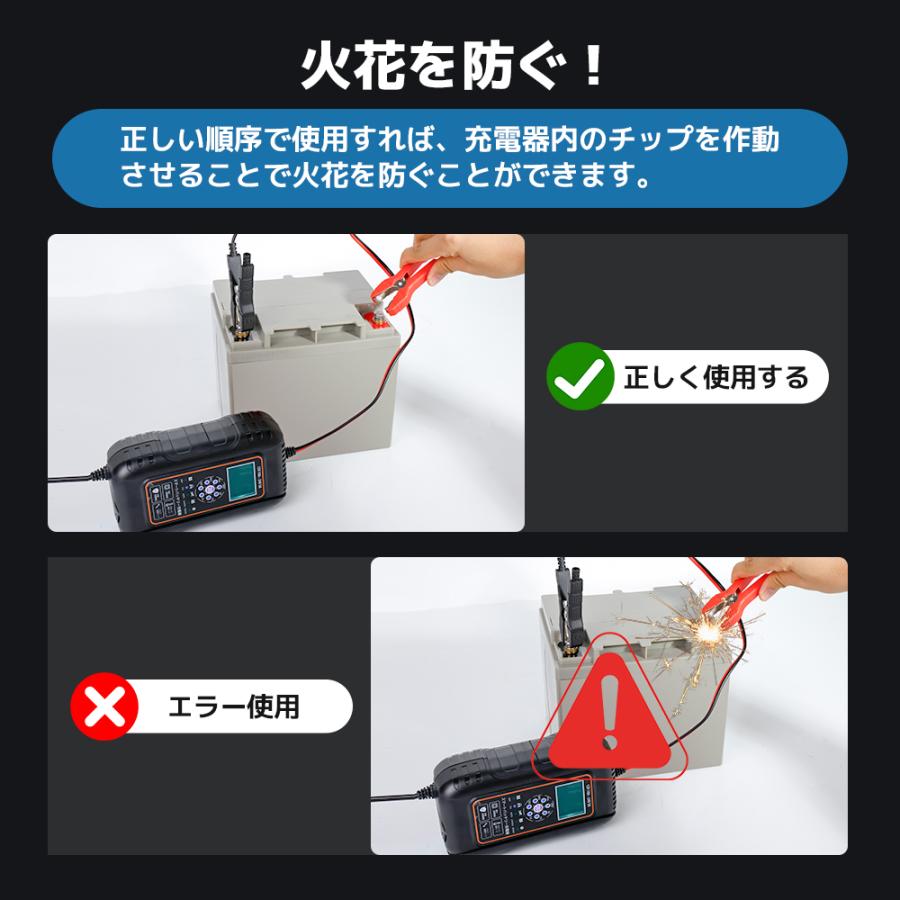 LVYUAN 全自動 バッテリー充電器 パルス充電器 バイク 12V/24V対応