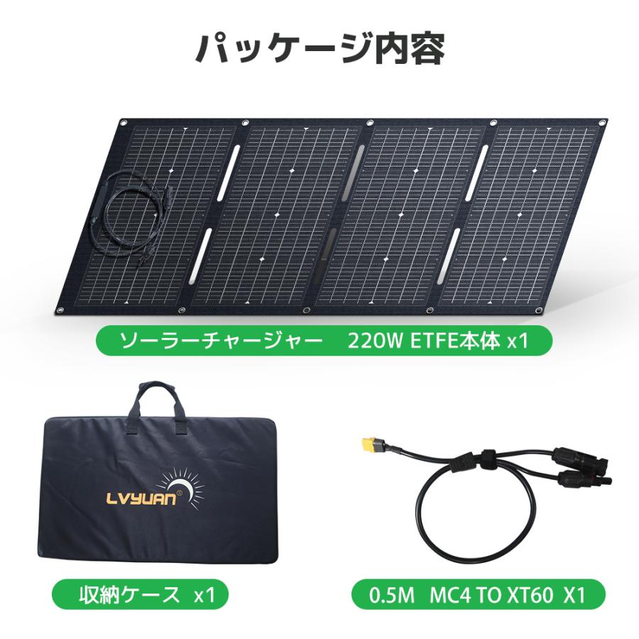 LVYUAN（リョクエン）ソーラーパネル 220W 両面受光型 折りたたみ式
