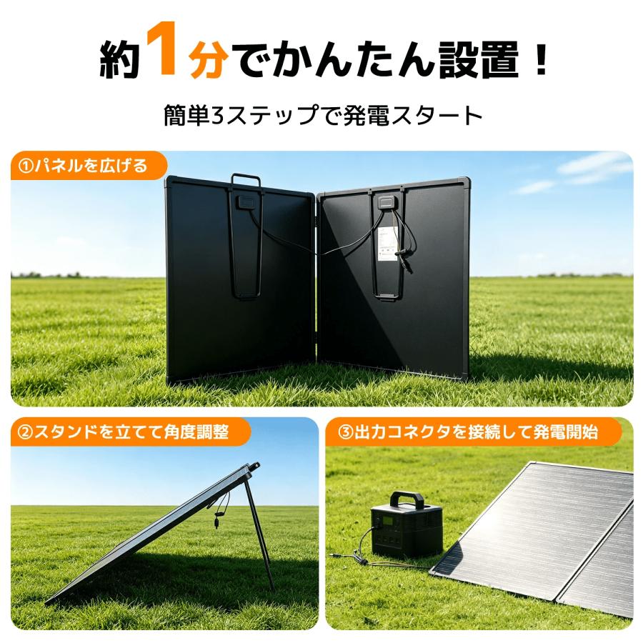 LVYUAN ソーラーパネル 折り畳み 200W/300W/400W/500W 単結晶 変換効率