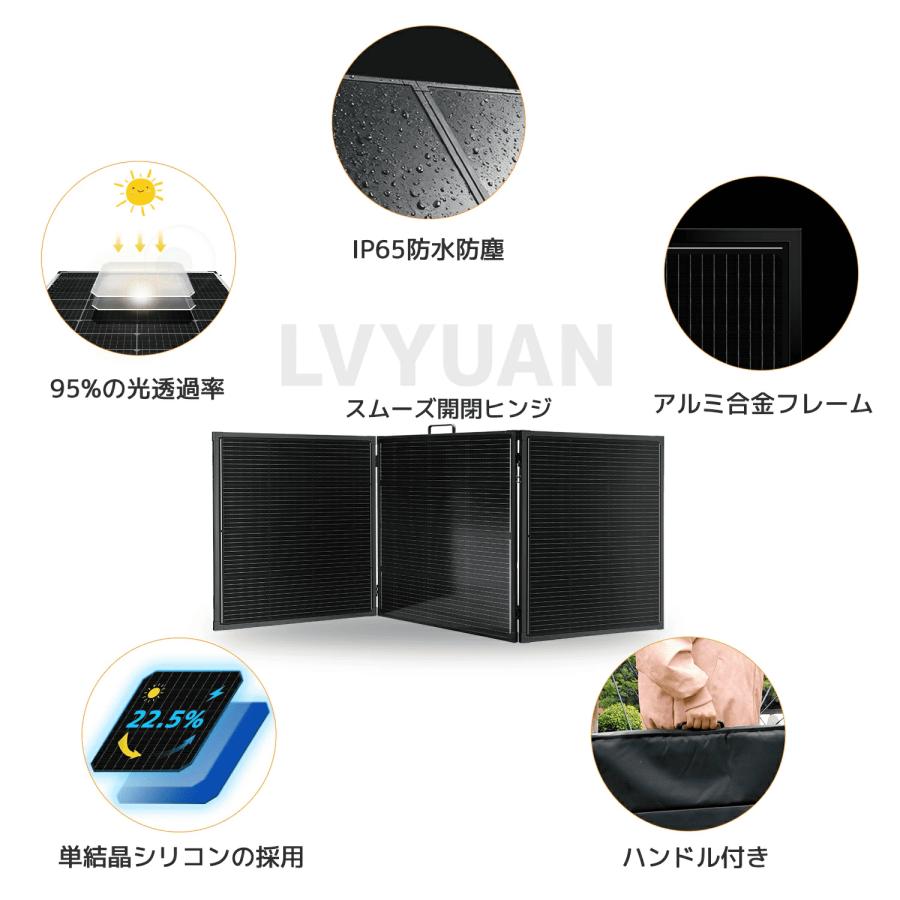 LVYUAN 軽量 300W/400W 単結晶 ガラスソーラーパネル 太陽光パネル