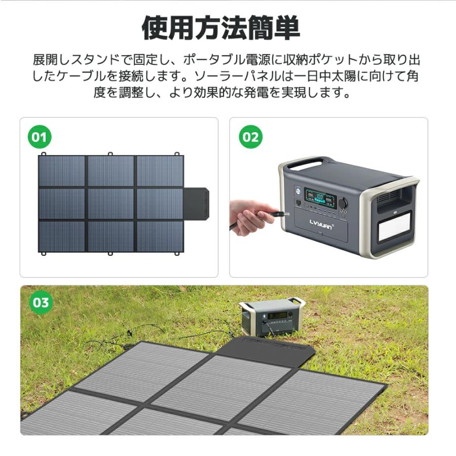LVYUAN」ソーラーパネル ポータブル電源用 500W 折りたたみ式ソーラー