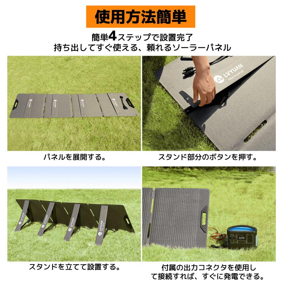 LVYUAN ソーラーパネル 折り畳み式 100W/200W*300W/400W ETFE 単結晶
