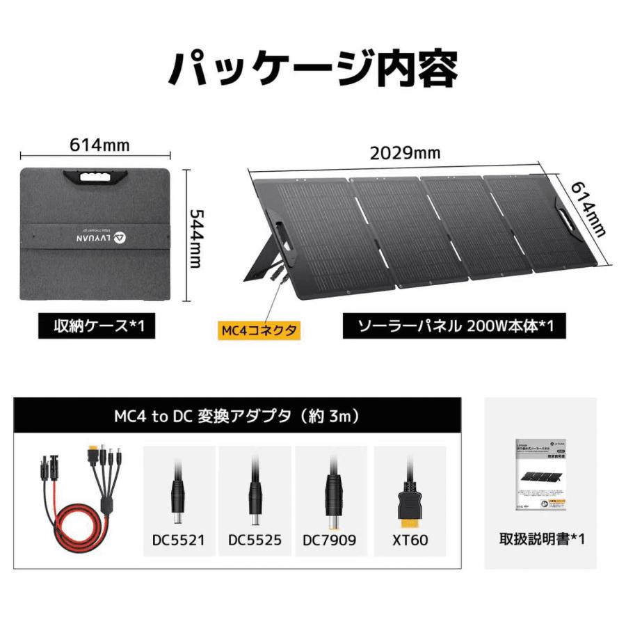 LVYUAN ソーラーパネル 折り畳み式 100W/200W*300W/400W ETFE 単結晶
