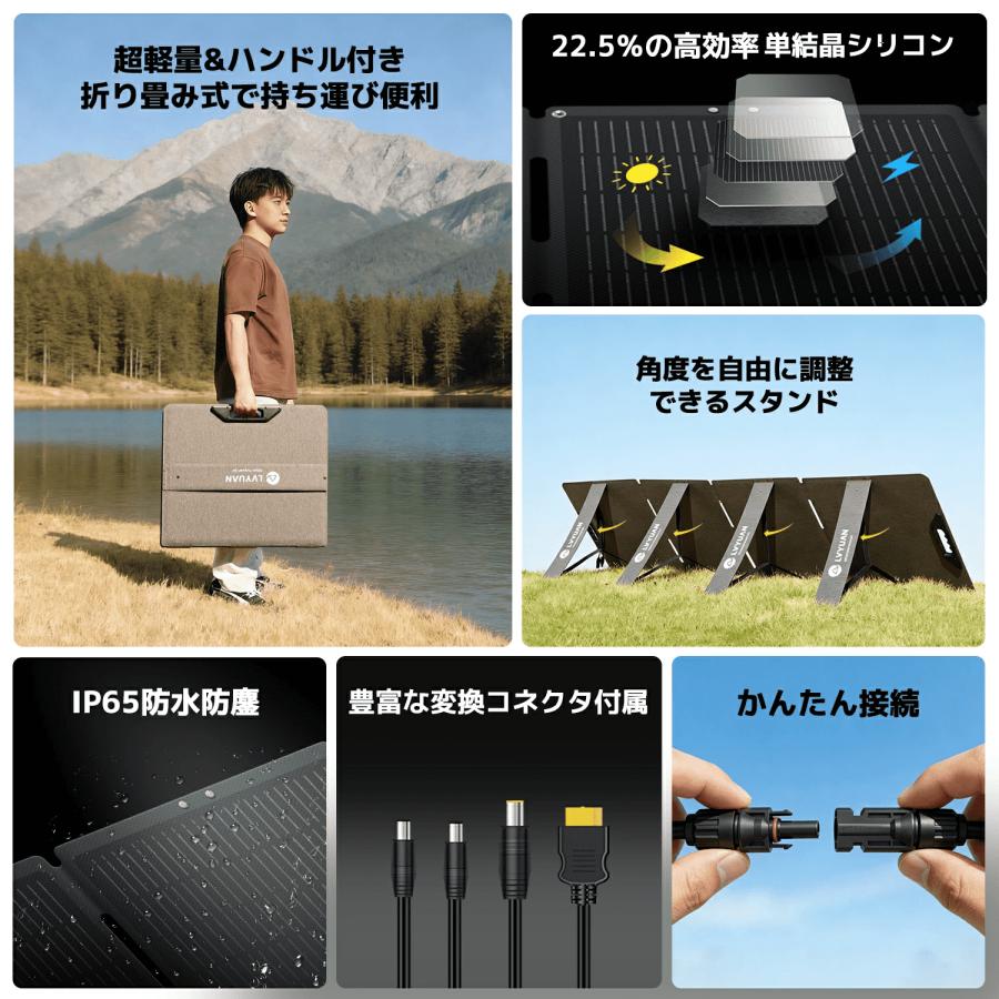LVYUAN ソーラーパネル 折り畳み式 100W/200W*300W/400W ETFE 単結晶