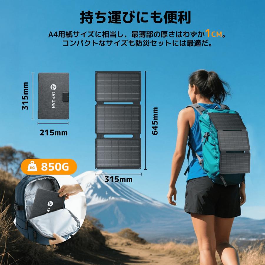 LVYUAN ソーラーパネル ソーラー充電器 太陽光充電器 30W 小型 太陽光