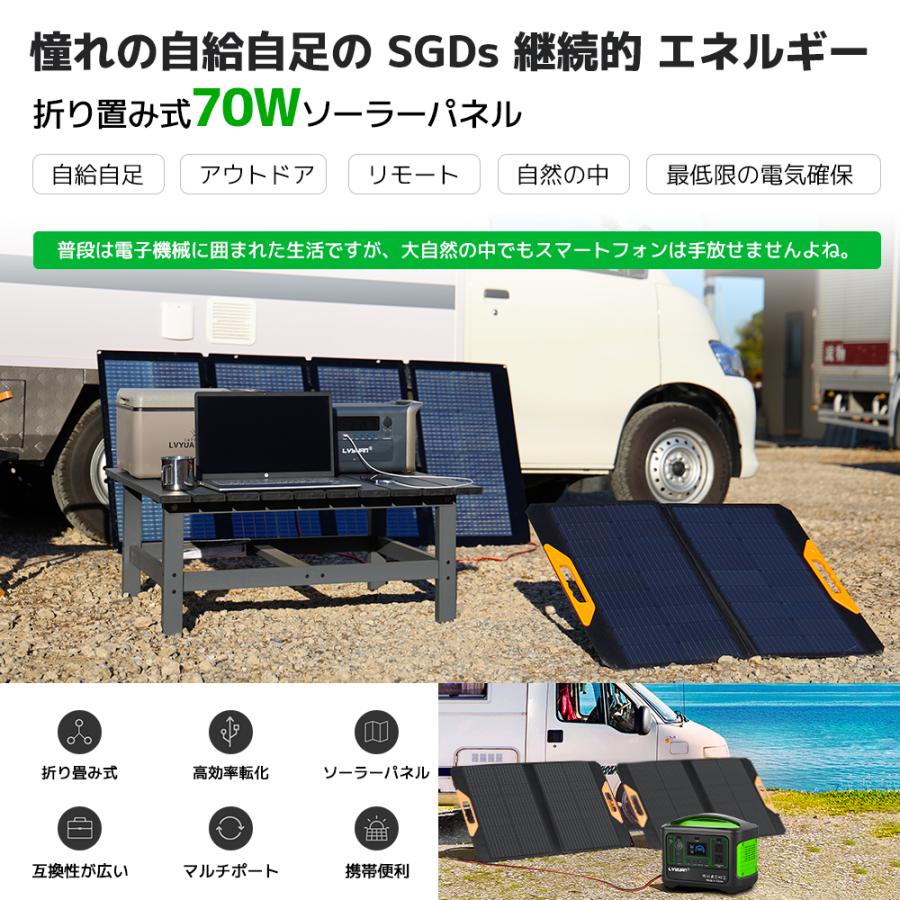 LVYUAN ソーラーパネル 70W 折りたたみ式　ソーラー充電器　チャージャー LVYUAN(リョクエン)70W 折り畳み式 ソーラーパネル - LVYUAN