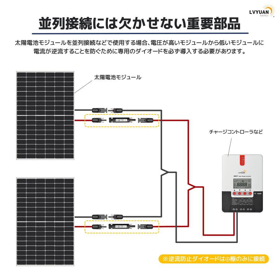 LVYUAN 15A MC4コネクター型逆流防止ダイオード : LVYUANストア - 通販