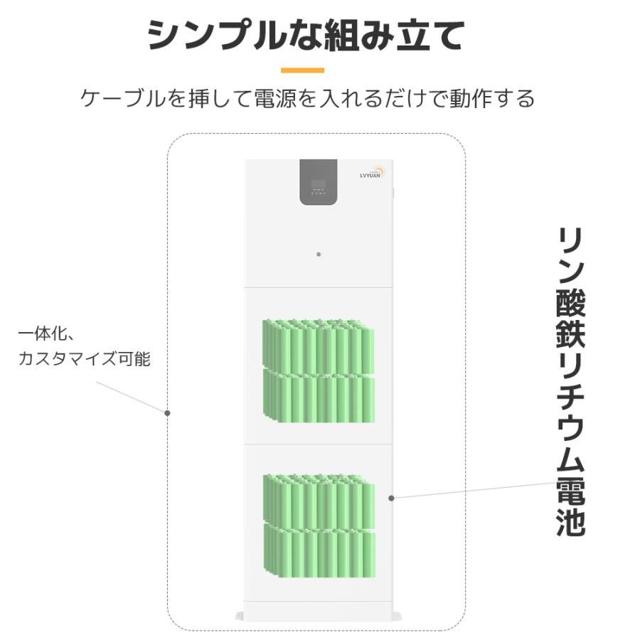 「10年保証」LVYUAN 蓄電池 10.24kWh 縦型ハイブリッド蓄電システム ハイブリッドインバーター エネルギー蓄電装置 太陽光発電 リン酸鉄リチウム電池×2 200AH |  | 02
