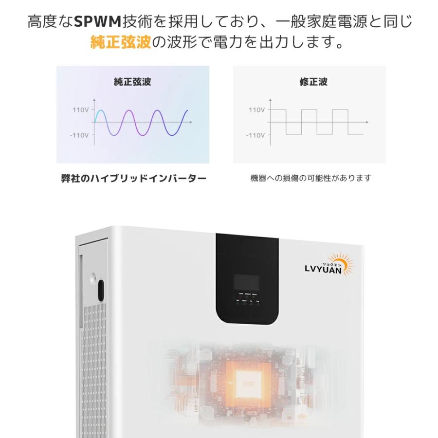 「10年保証」LVYUAN 蓄電池 5.12kWh 縦型ハイブリッド蓄電システム ハイブリッドインバーター エネルギー蓄電装置 太陽光発電 リン酸鉄リチウム電池 100AH |  | 12