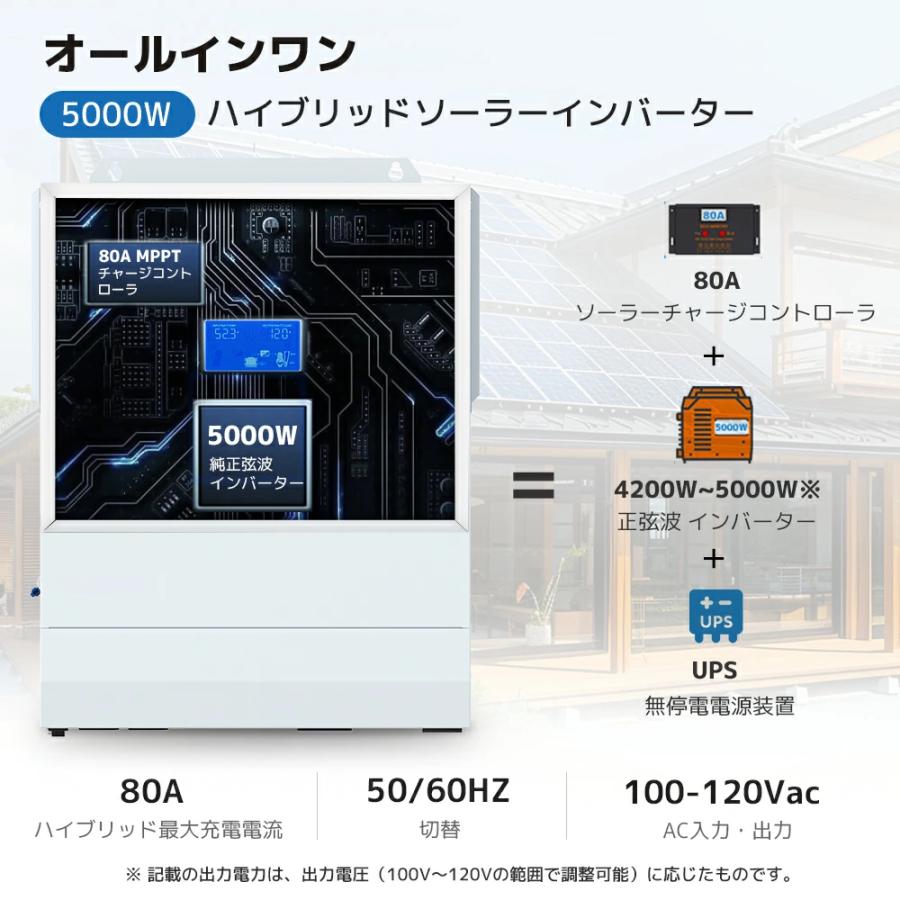 LVYUAN 5kw発電システム 51.2VLiFePO4バッテリー 5.12kWh蓄電量 5kw