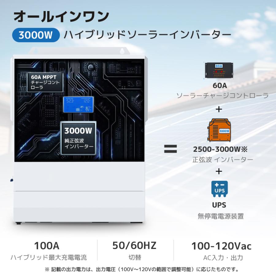 セール」MPPT 3KW 正弦波 ハイブリッド インバーター 24Vバッテリーに