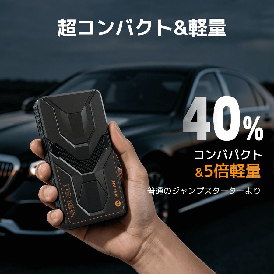 LVYUAN 12V車用ジャンプスターター 8000/10000mAhバッテリー ピーク