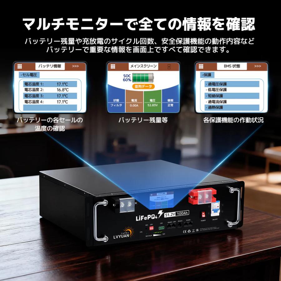 LVYUAN 6.5KＷ/10KW 単相3線式ハイブリッド蓄電システム（ラック型）6500W 太陽光発電 10000W |  | 10