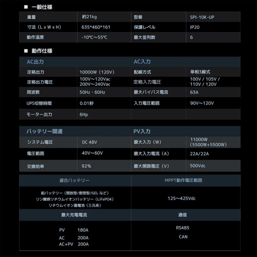 LVYUAN 6.5KＷ/10KW 単相3線式ハイブリッド蓄電システム（ラック型）6500W 太陽光発電 10000W |  | 19