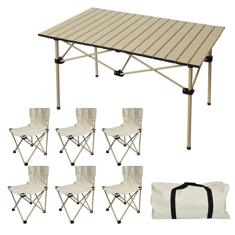 LVYUAN アウトドア テーブル 椅子セット 折り畳み 5点/7点セット 2~6人