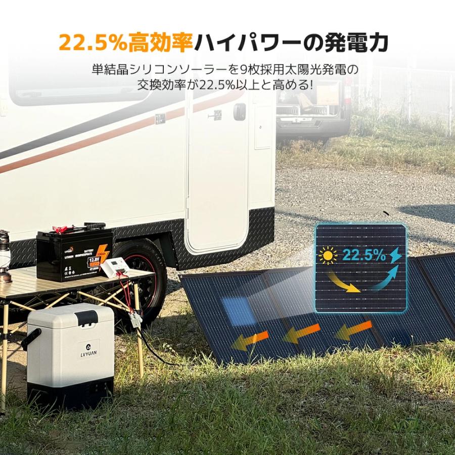 LVYUAN ソーラーパネル 200W 折りたたみ式 ソーラーチャージ
