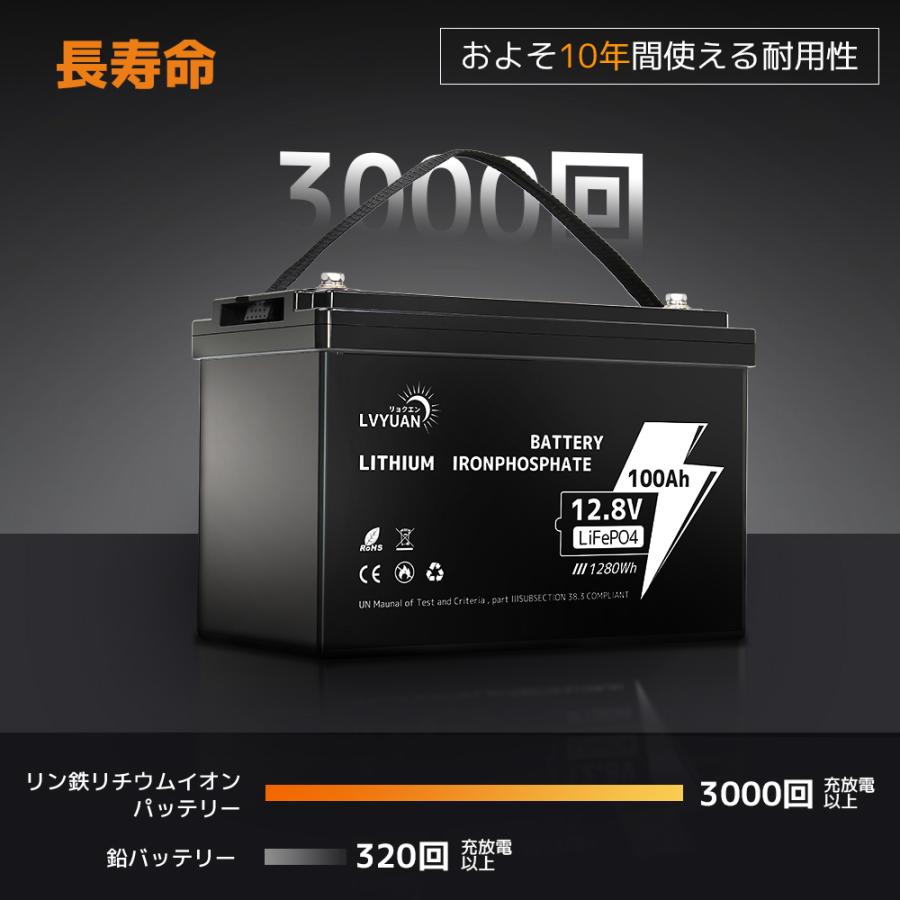 LVYUAN LiFePO4（リン酸鉄リチウム）電池 リン酸鉄リチウムイオンバッテリー 12V 100AH 1280Wh 「5年保証」「2025モデル」 |  | 06