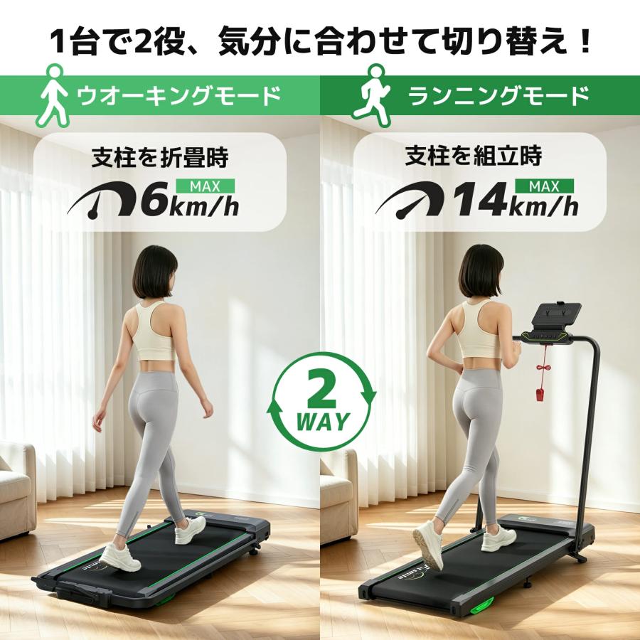 Fitsmile ルームランナー ランニングマシン MAX14km/h 最大荷重150kg