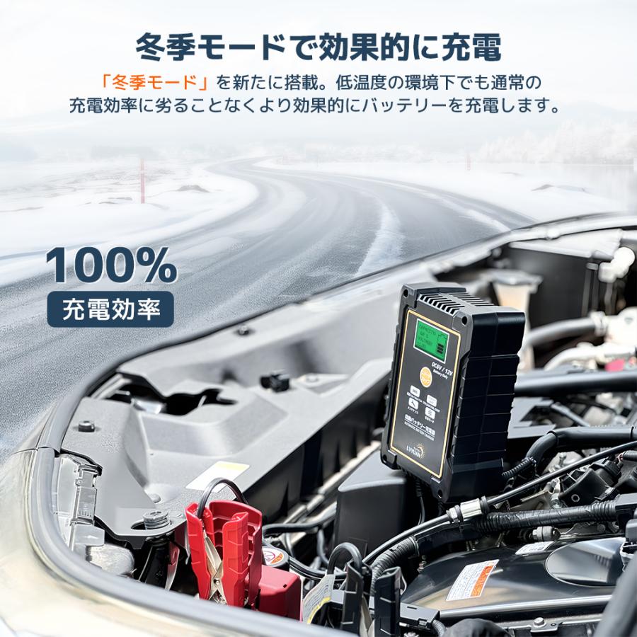 LVYUAN バッテリー充電器 15A DC12V対応 パルス充電機能搭載 全自動
