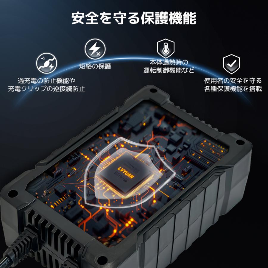LVYUAN バッテリー充電器 15A DC12V対応 パルス充電機能搭載 全自動