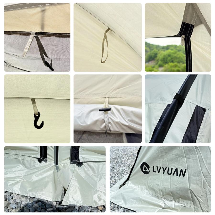 ワンタッチ設営 耐水 UVカット 組立簡単 8人用大型 LVYUAN テント ワンタッチ 大型 簡単設営 リビングスペース 防水