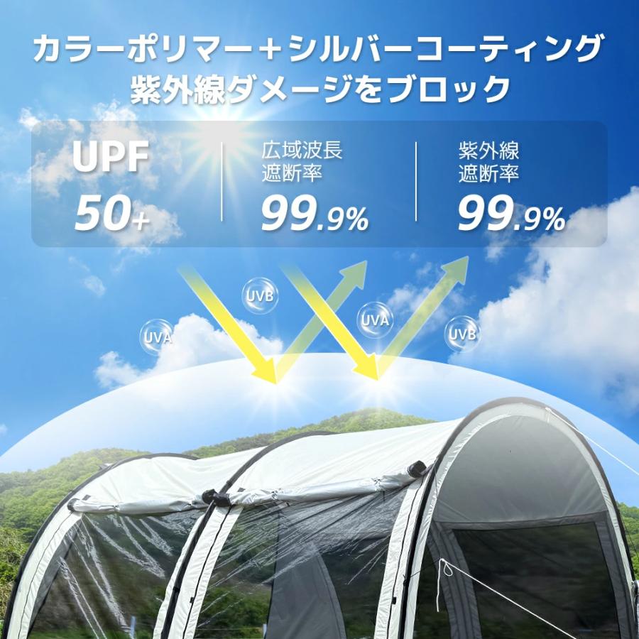 UVB・UVA保護機能付きキャンプテント LVYUAN テント ワンタッチ 大型 簡単設営 リビングスペース 防水
