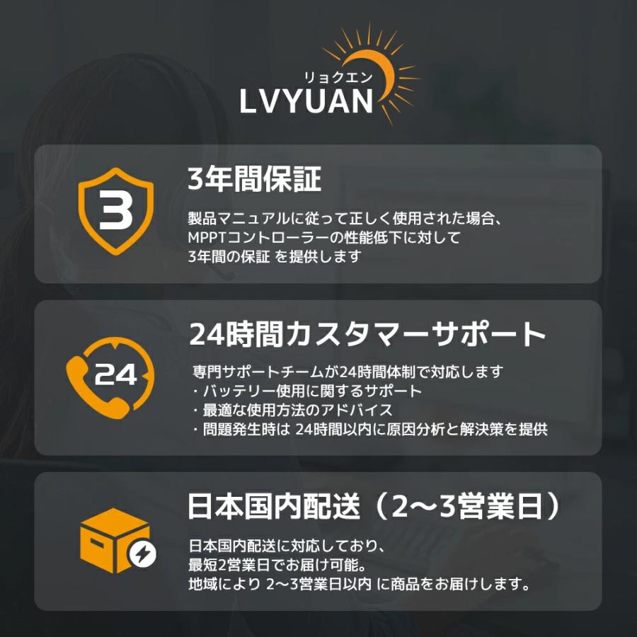 LVYUAN（リョクエン）MPPT 60Aソーラー充電コントローラー 最大入力1600W MPPT12V 24V 自動 最大PV 150V入力 ソーラー充放電 太陽光発電用 「三年保証」の画像