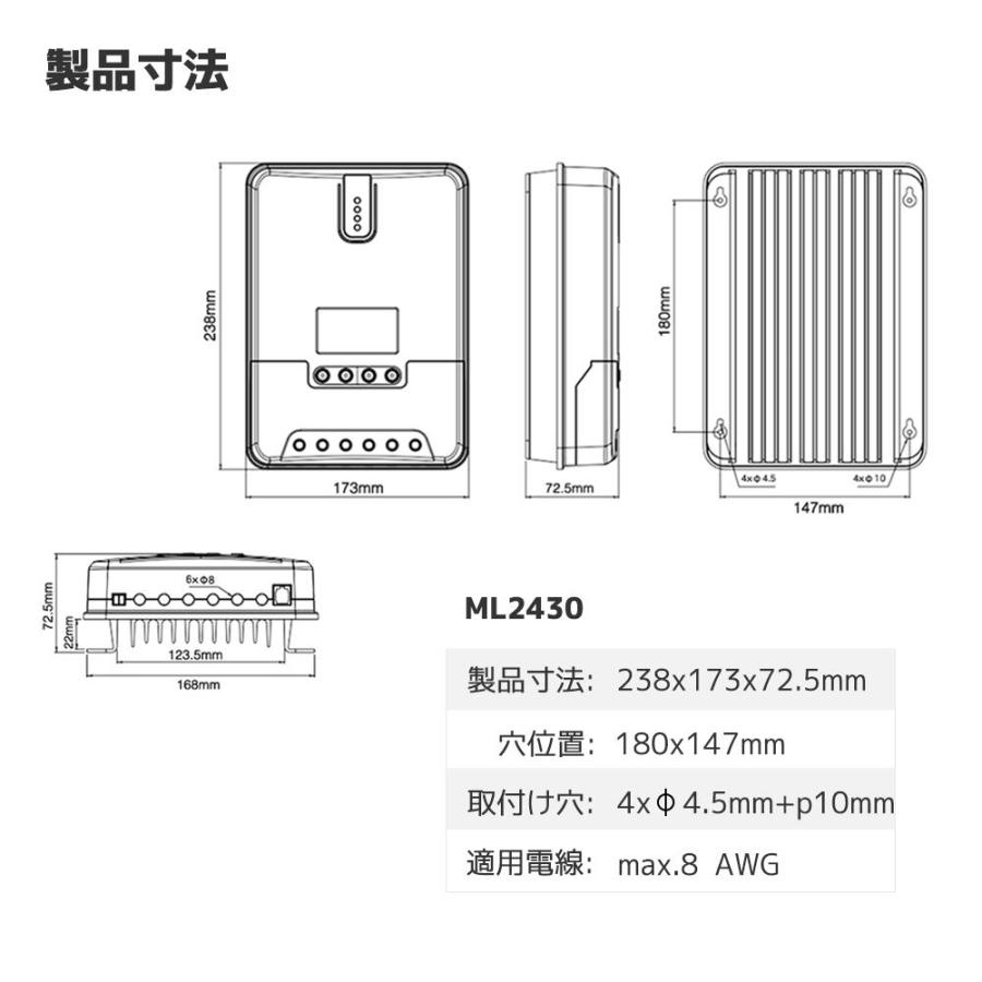 LVYUAN（リョクエン）MPPT 30Aソーラー充電コントローラー 最大入力800w  MPPT 12V 24V 自動 最大PV 100V入力 ソーラー充放電 「三年保証」 |  | 10
