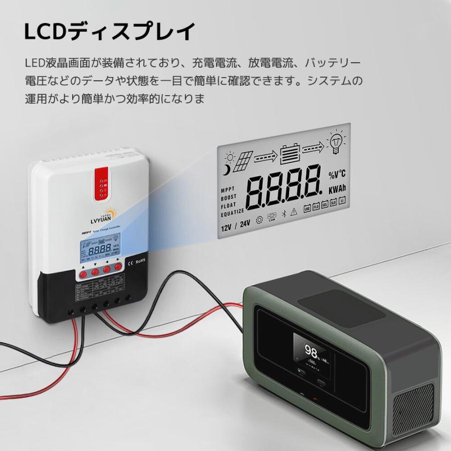 LVYUAN（リョクエン）MPPT 30Aソーラー充電コントローラー 最大入力800w  MPPT 12V 24V 自動 最大PV 100V入力 ソーラー充放電 「三年保証」 |  | 06