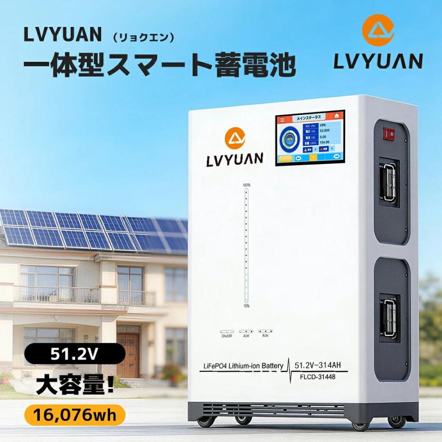 LVYUAN 51.2V 314AH 15.36Wh LiFePO4 リン酸鉄リチウムイオン