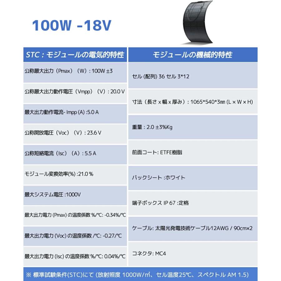 LVYUAN(リョクエン) 単結晶 ETFE 柔性 据置型 100W フレキシブル LVYUAN(リョクエン) 単結晶 ETFE 柔性 据置型 100W フレキシブル