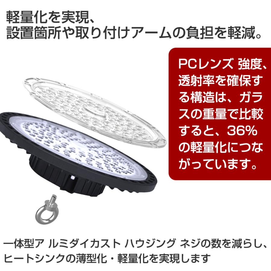 【2個セット】UFO型 led高天井照明 LED投光器150W 高輝度 24000lm 6500K昼光色 高天井灯 ハイベイライト IP66防水防塵 防寒 |  | 04
