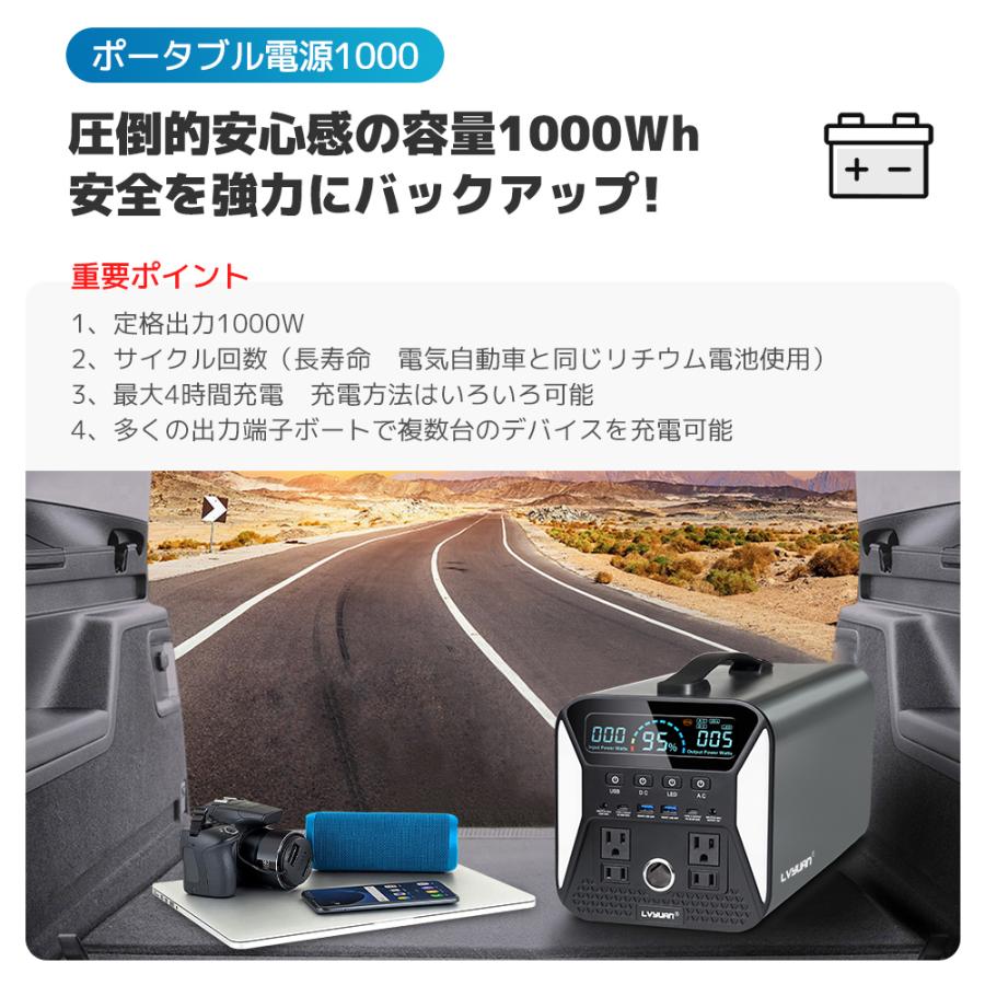 LVYUAN ポータブル電源 1000W ポータブルバッテリー 大容量 LVYUAN ポータブル電源 1000W ポータブルバッテリー 大容量