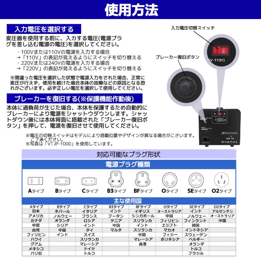 海外国内両用型変圧器 アップトランス ダウントランス 降圧 昇圧兼用型 ポータブルトランス 1000W 1000VA 100V/110V 220V/240V 自由変換 LVYUAN｜shoryu-store｜09