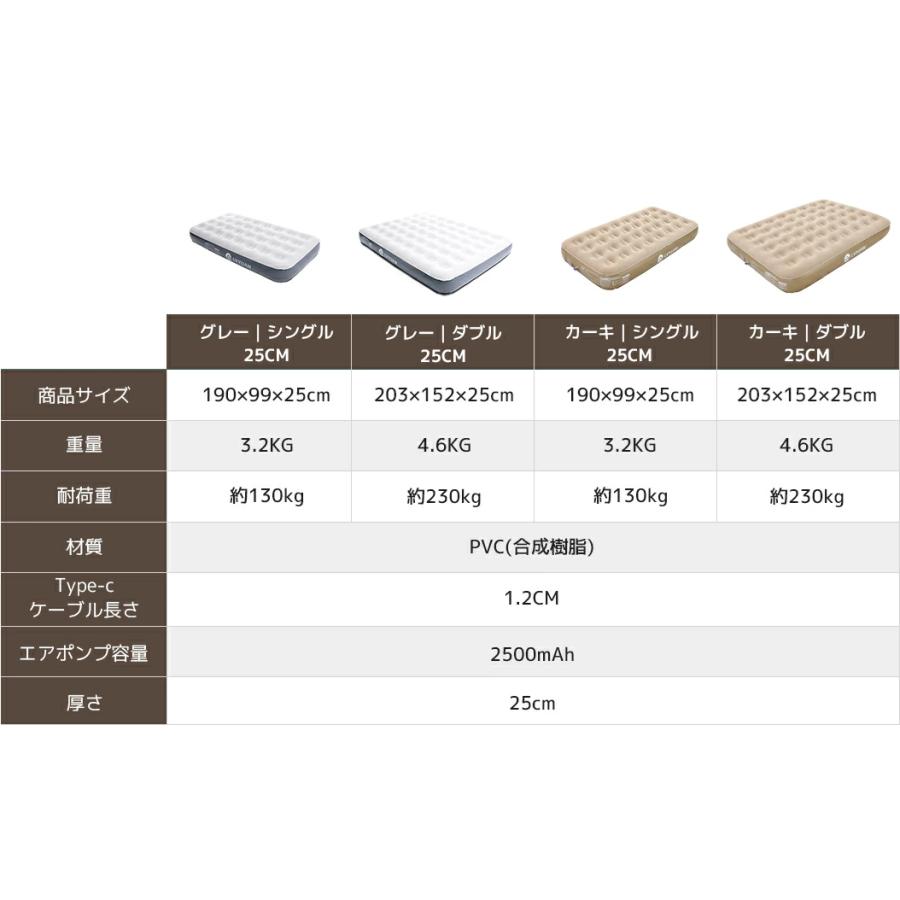 LVYUAN エアーベッド エアマット ダブル シングル 電動ポンプ内蔵 25CM