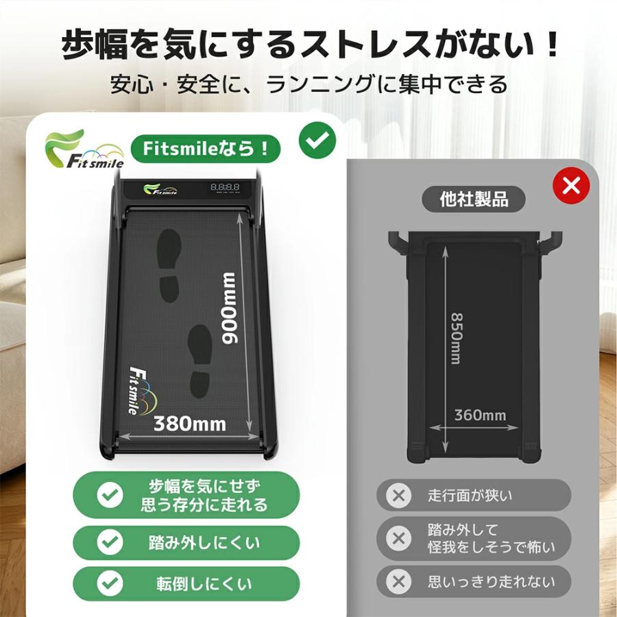 Fitsmile ランニングマシン 家庭用 MAX8km/h ルームランナー アプリ