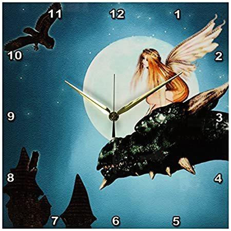3drose Dpp 2 フェアリードラゴンファンタジー 月とフクロウ 壁掛け時計 13 X 13インチ Obbhgcnvg3 インテリア時計 Www Klincare Com Br